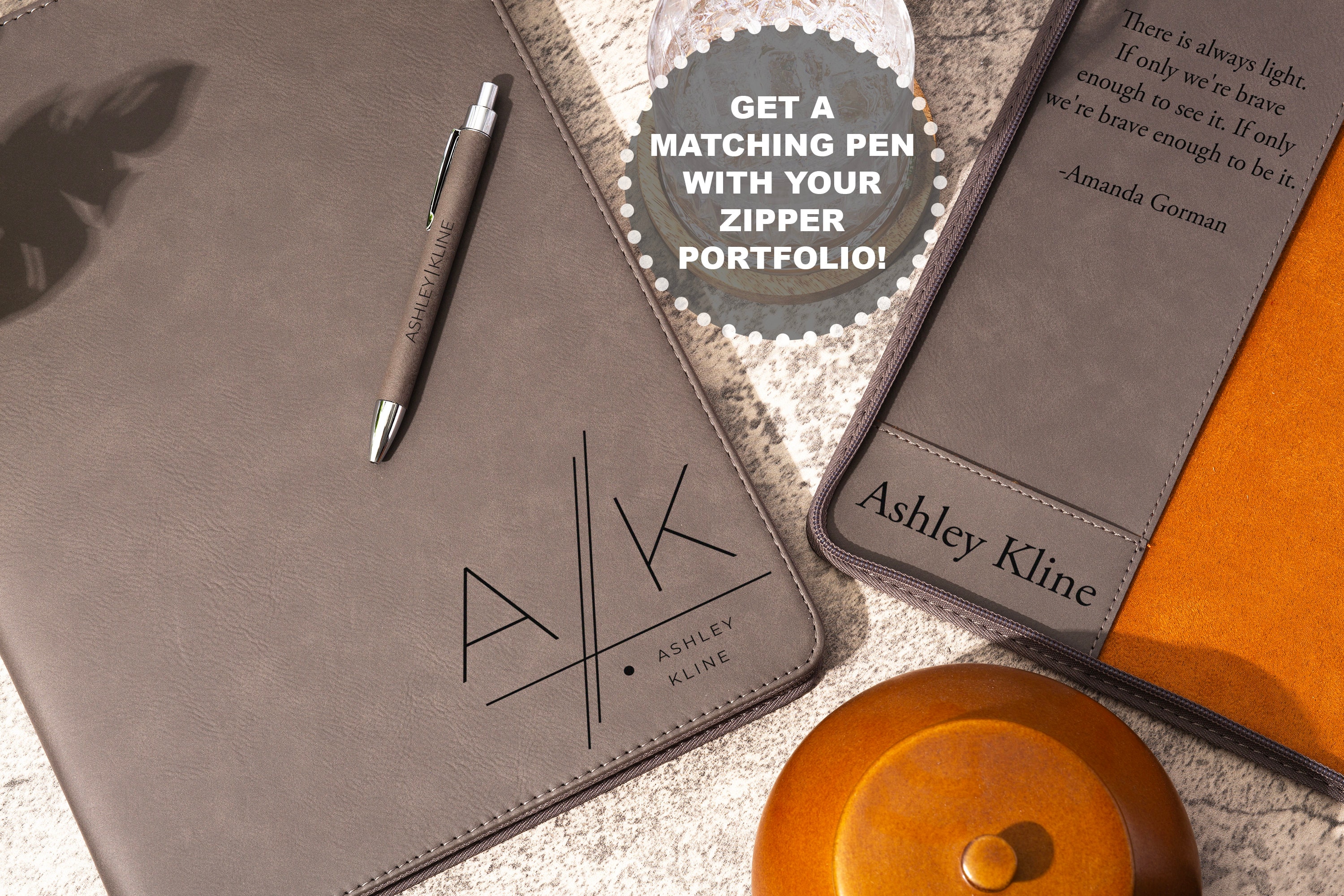 Custom Leather Gift Set, Personalized Portfolio With Pen, Appreciation Gift, Custom Company Gifts, Gift Set For Him, Custom Graduation Gifts