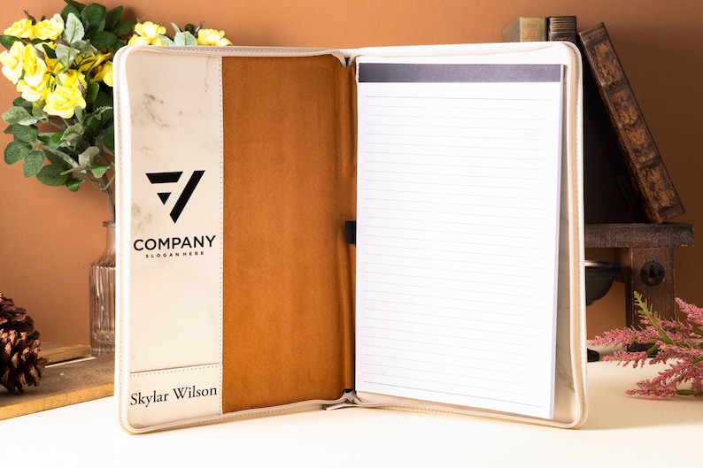 Personalized Business Portfolio, Business Gifts, Small Business Gifts, Personalized Journal, Corporate Gifts, Custom Leather Padfolio image 4