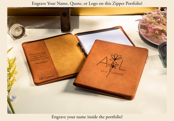 Personalized Refillable Portfolio Custom Portfolio With Zipper