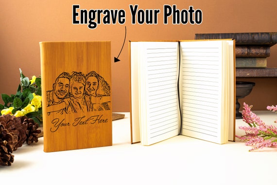 Personalized Leather Journal, Engraved Photo Gift, Engraved Handwriting Gift, Leather Journal, Custom Family Portrait, Family Photo Gifts