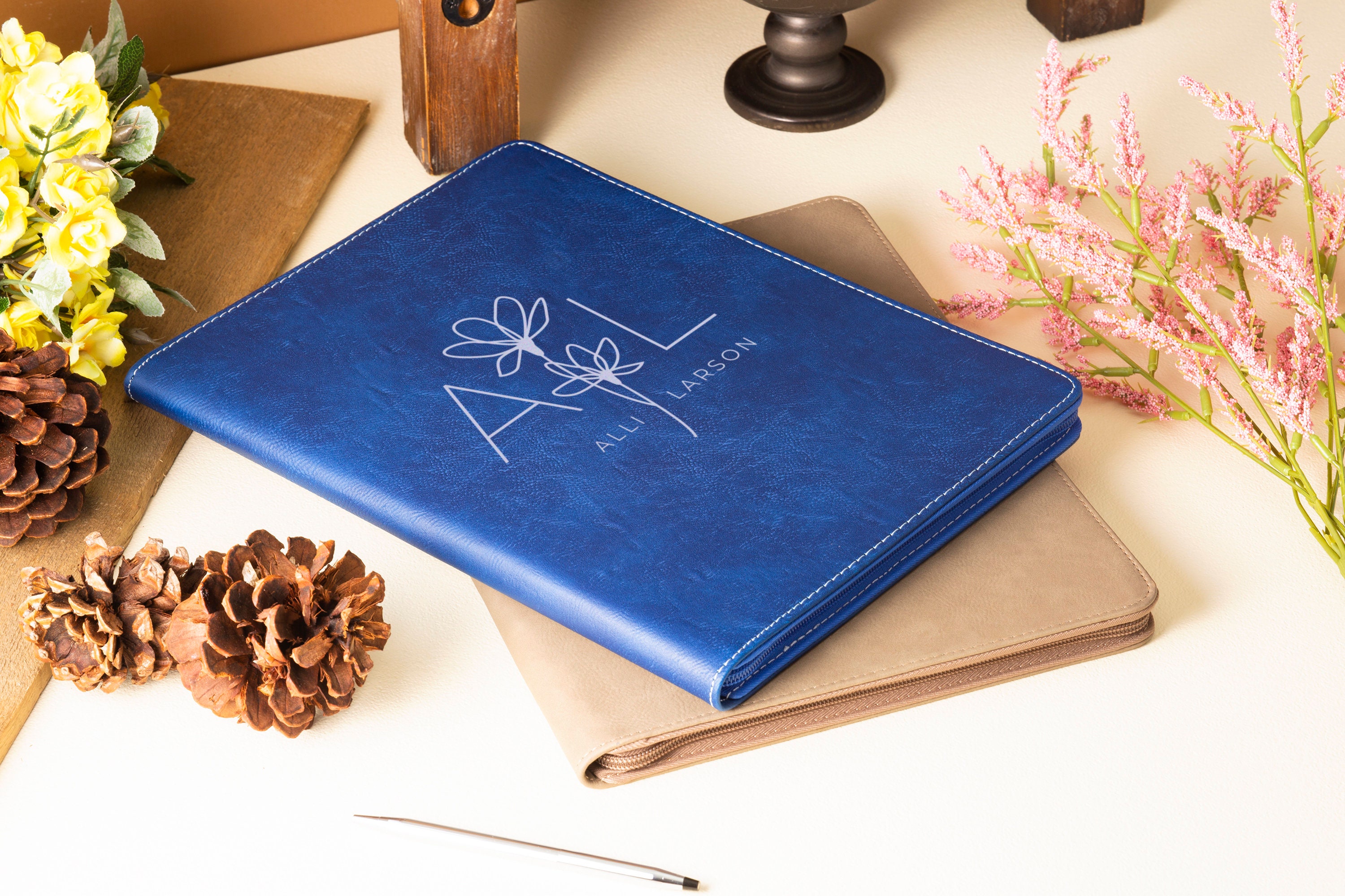 Personalized Leather Portfolio Leather Portfolio Zipper Etsy