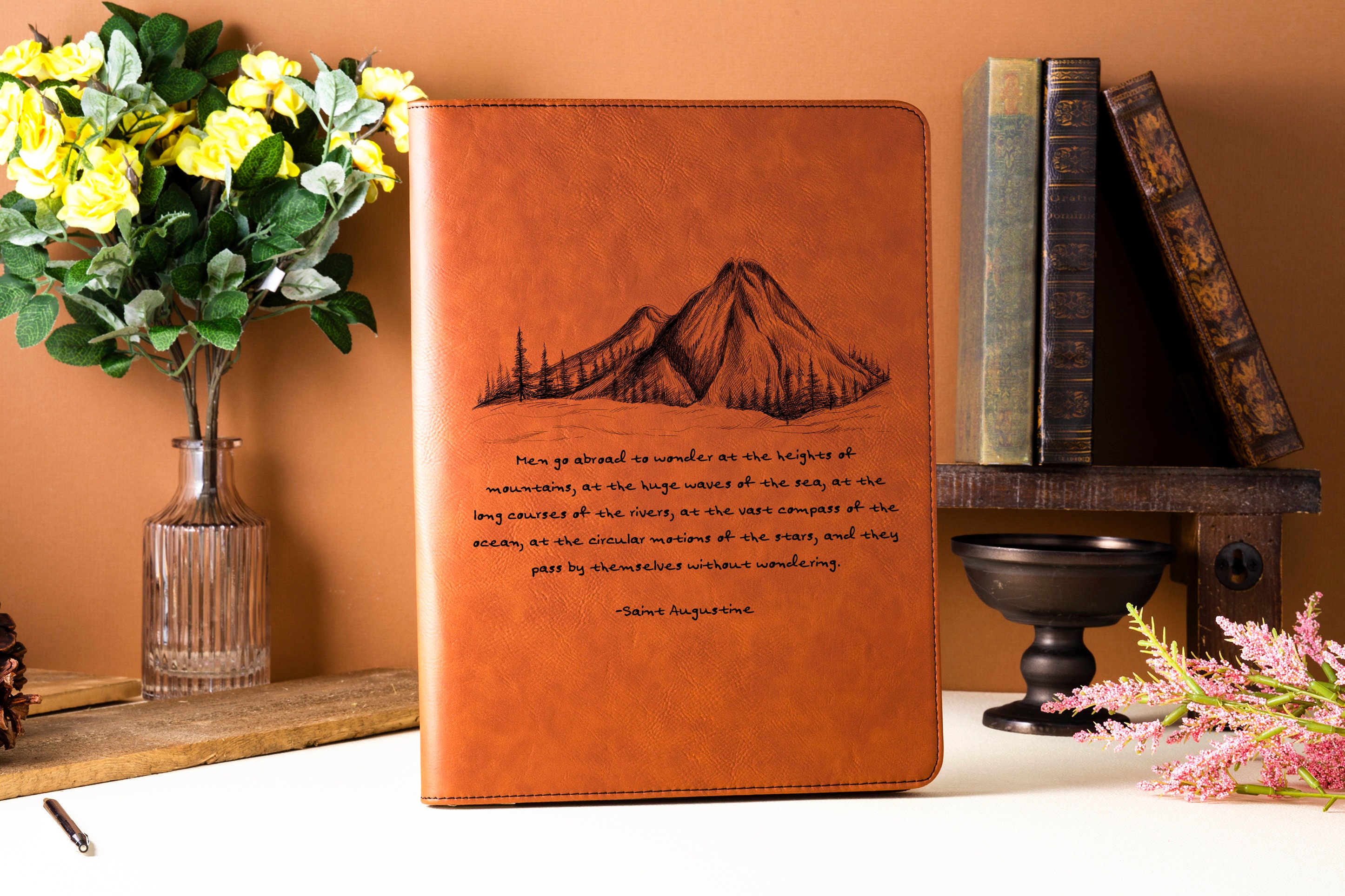 Personalized Leather Portfolio Custom Quote Journal Custom Etsy