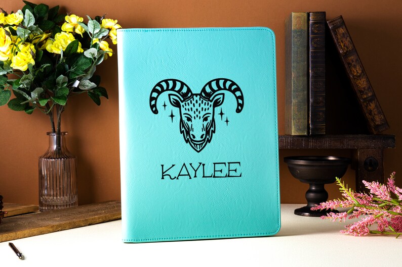 Customized Zodiac Sign Leather Journal, Astrology Journal, Zodiac Sign Journal, Personalized Portfolio With Zipper, Personalized Diary Gift image 6