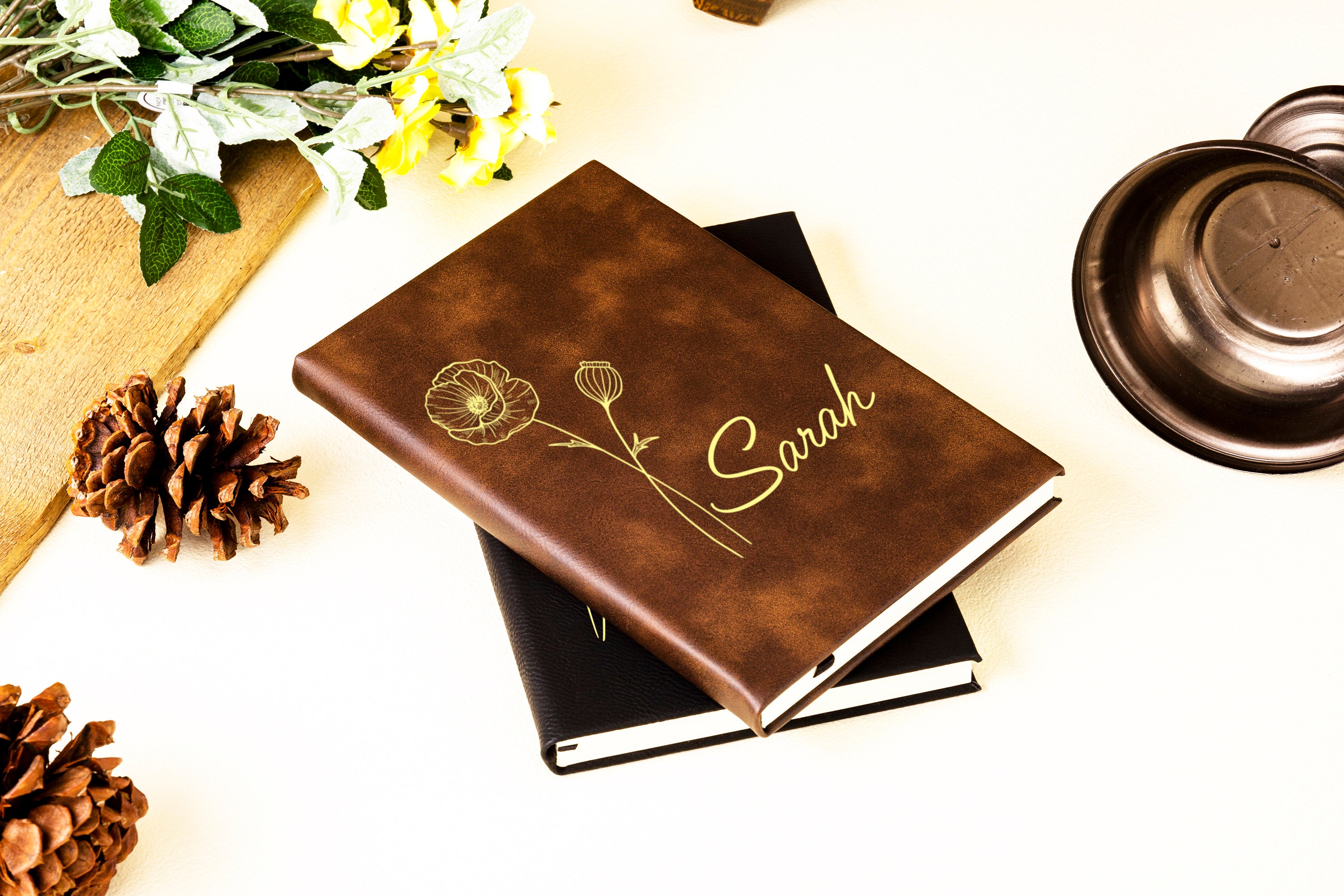 Personalized Journal Birth Flower Month Journal Birthday Etsy