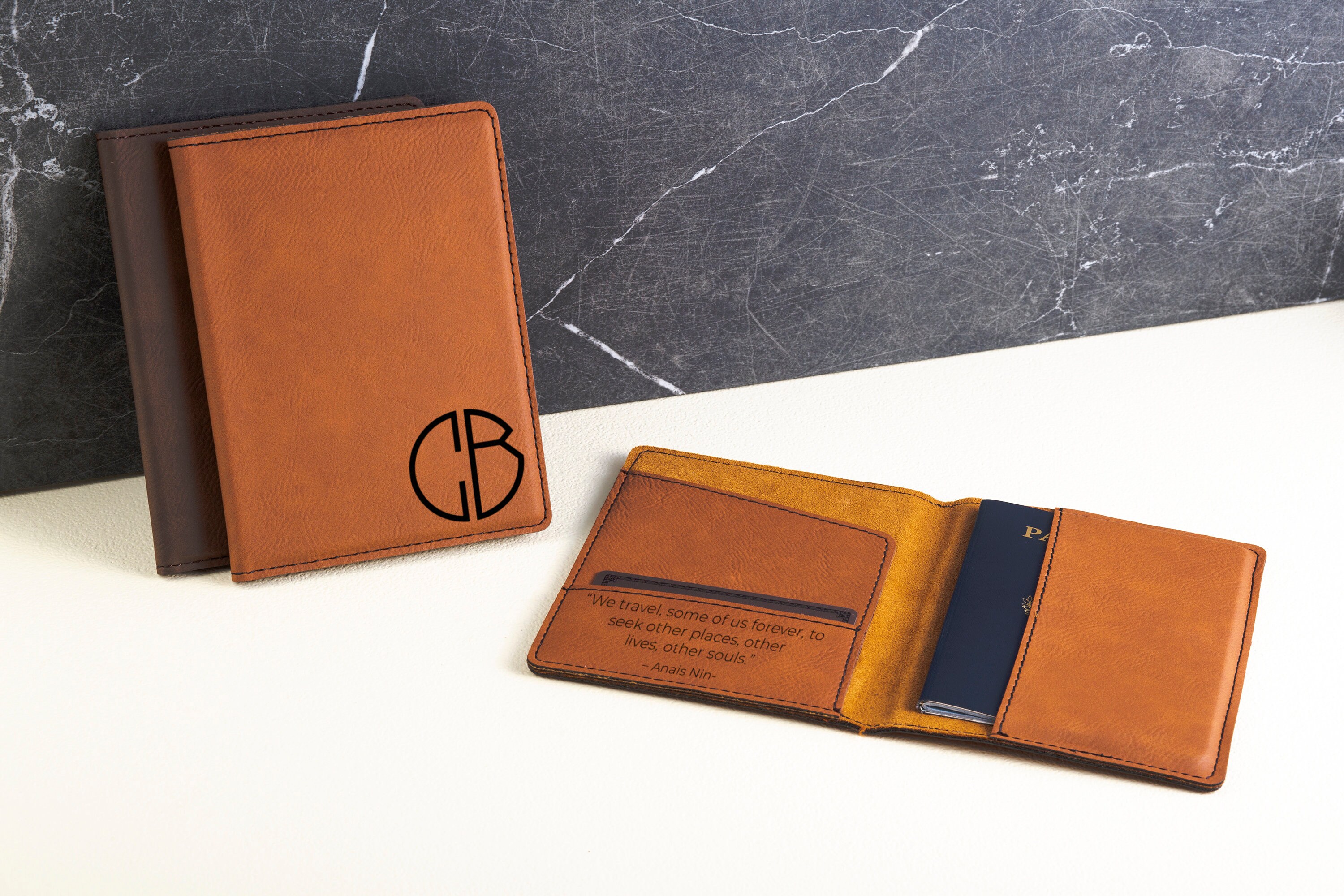 Étui Portefeuille Passeport En Cuir Grainé Noir - Protection RFID - Organiseur De Voyage