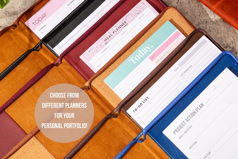 Personalized Planner, Refillable Leather Planner, Personalized Padfolio With Planner, Daily Planner, Custom Planner, To Do List Productivity image 2
