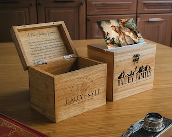 Personalized Wooden Keepsake Box, Custom Picture Frame Gift, Engraved Gift Box, Memory Box, Keepsake Gift Box, Gift For Wife, Romantic Gift