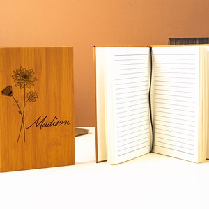 Personalized Journal, Birth Flower Month Journal, Birthday Gift Notebook, Meditation Journal, Birth Flower Diary, Birth Month Flower Gift
