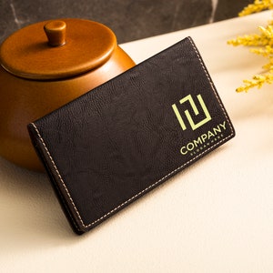 Business Logo Checkbook Cover, Personalized Checkbook Cover, Small Business Gifts, Corporate Gifts, Custom Leather Checkbook Cover Gift