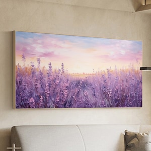 3d grande pintura a óleo de lavanda roxa em tela arte texturizada floresta abstrata pintura acrílica minimalista moderna floral arte de parede decoração de casa