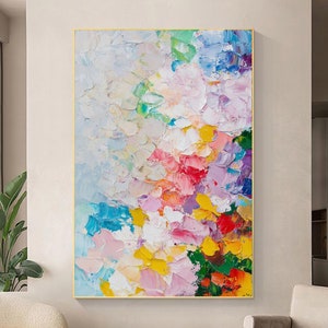 Original Colorful Abstract Oil Painting On Canvas,Pastel Colorful Painting,Modern Texture Art,Contemporary Art,Large Wall Art,Home Decor