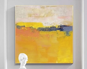 Abstract Beige And Yellow Oil Painting,Painting On Canvas,Abstract Pastel Painting,Large Wall Art,Abstract Wall Art,Living Room Decor