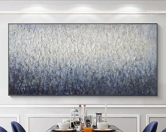 Large Original Blue Gray Abstract Painting On Canvas Abstract Acrylic Painting Canvas Wall Art Wall Decor Paintings Living Room Painting