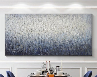 Large Original Blue Gray Abstract Painting On Canvas Abstract Acrylic Painting Canvas Wall Art Wall Decor Paintings Living Room Painting