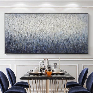 Large Original Blue Gray Abstract Painting On Canvas Abstract Acrylic Painting Canvas Wall Art Wall Decor Paintings Living Room Painting