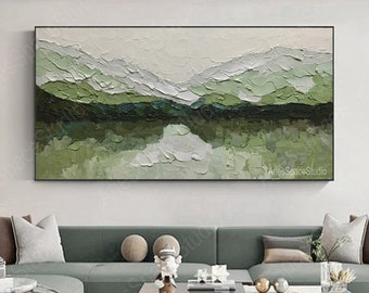 Large green abstract painting contemporary il painting for living room ,Green painting