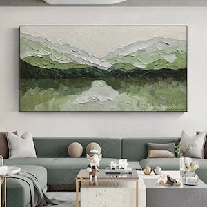 Large green abstract painting contemporary il painting for living room ,Green painting