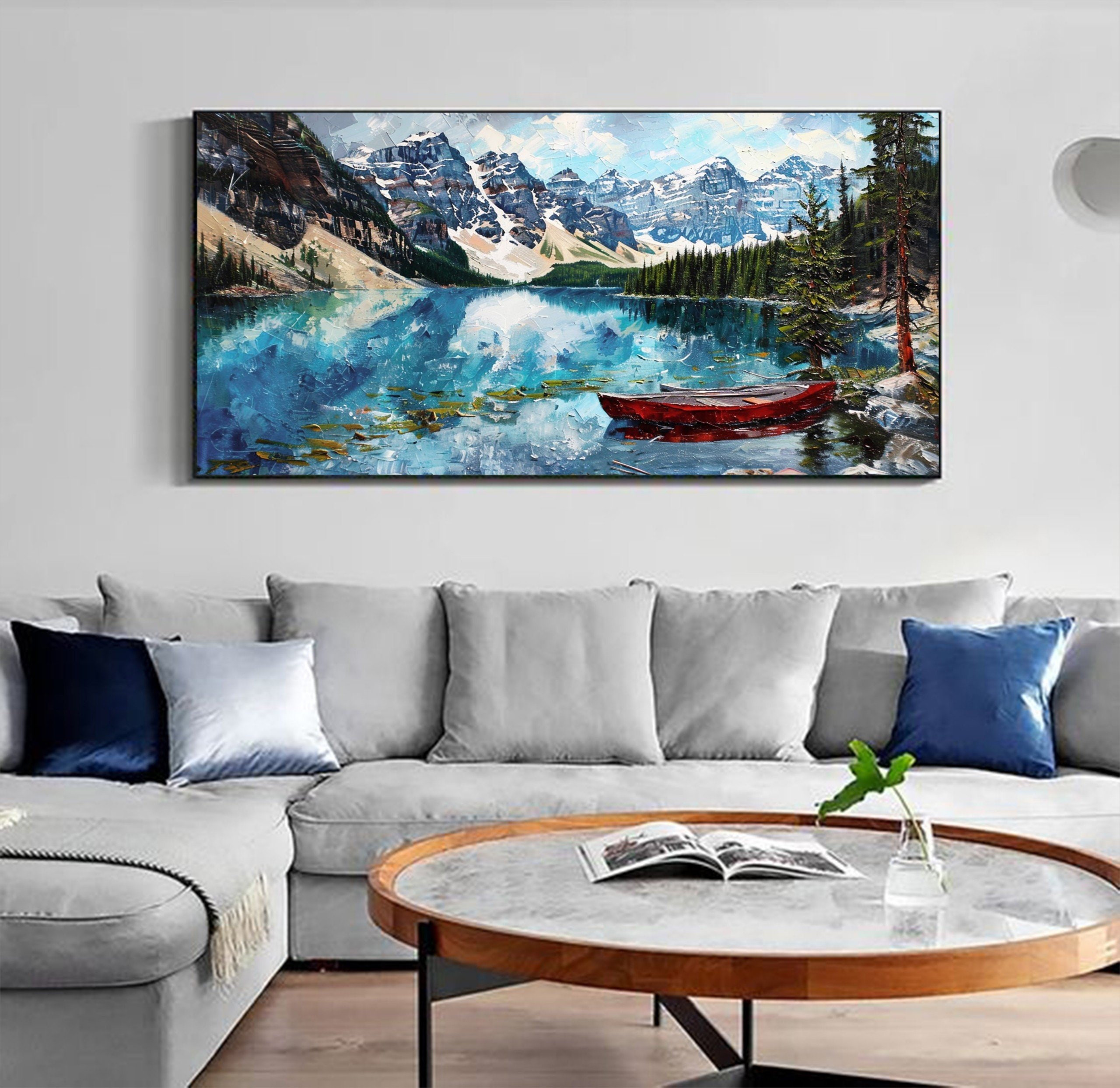 Large Original Oil Painting on Canvas Louise Lake Abstract Landscape ...