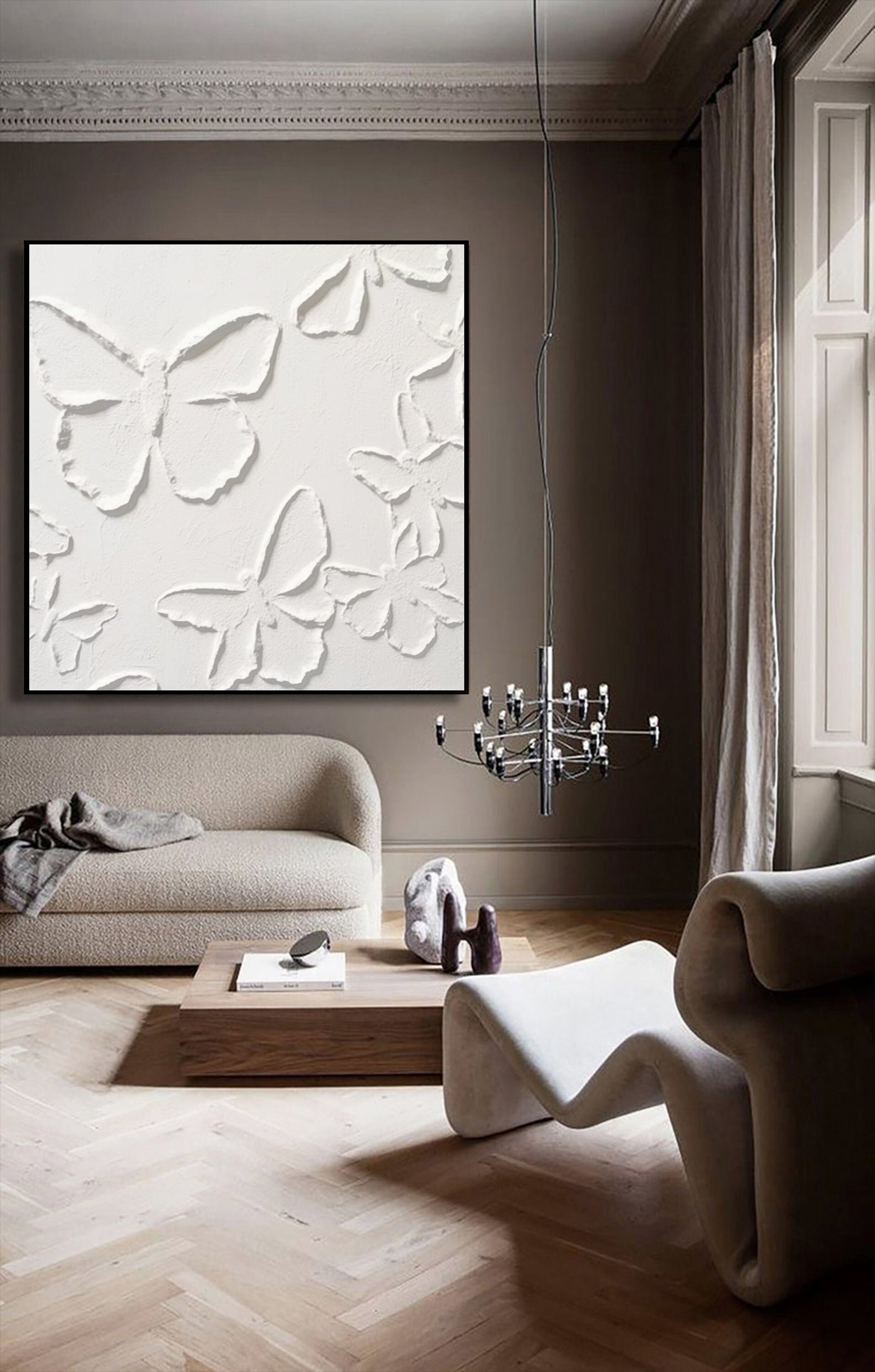 Large 3D Butterfly White Abstract Wall White 3D Butterfly Etsy