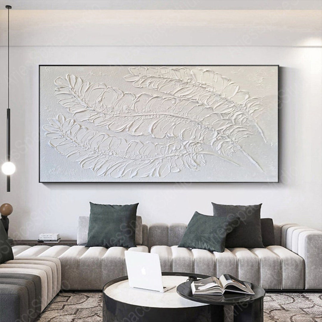 Large White 3D Textured Painting Extra Large Wall Art Abstract White ...