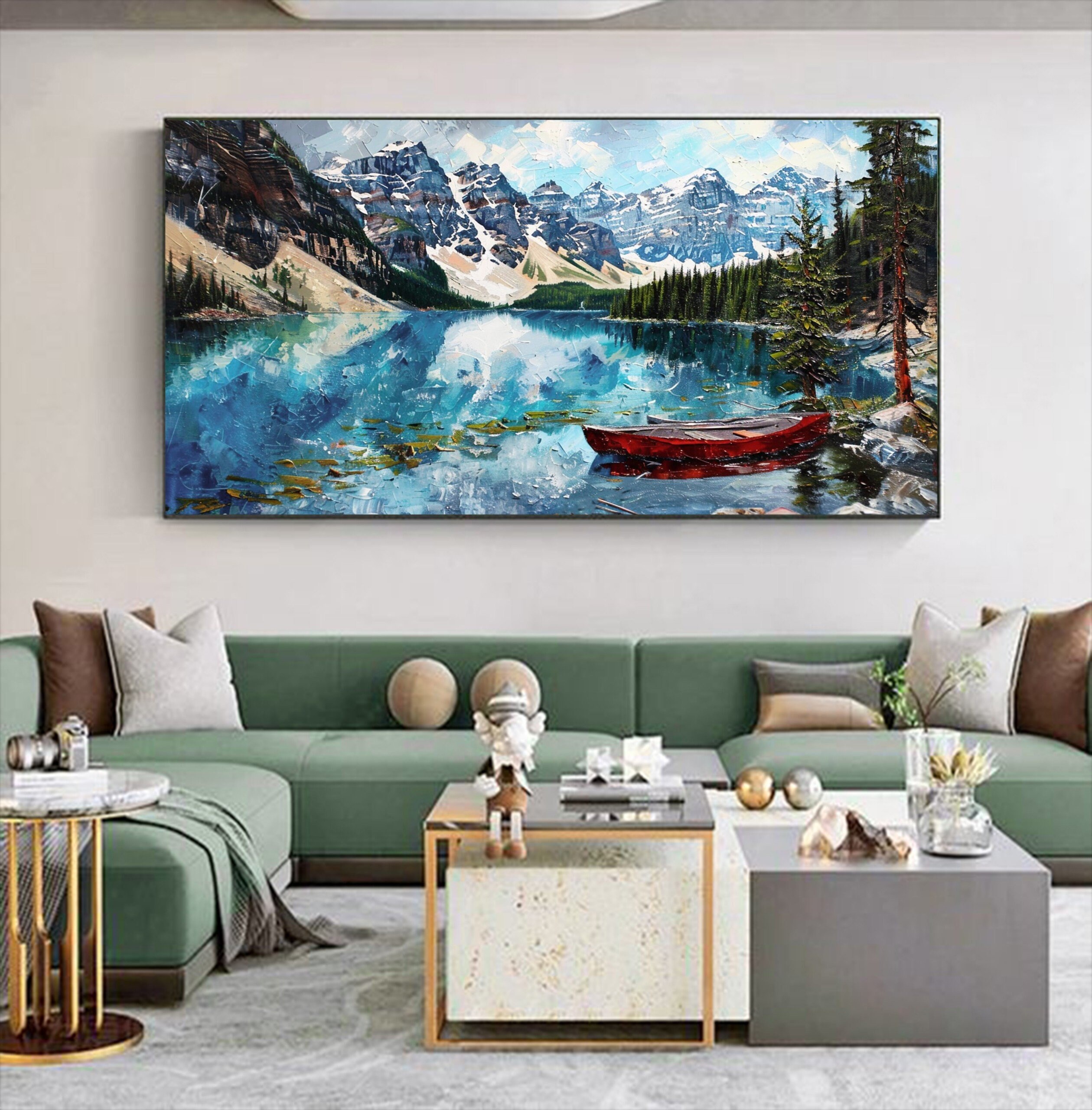 Large Original Oil Painting on Canvas Louise Lake Abstract Landscape ...