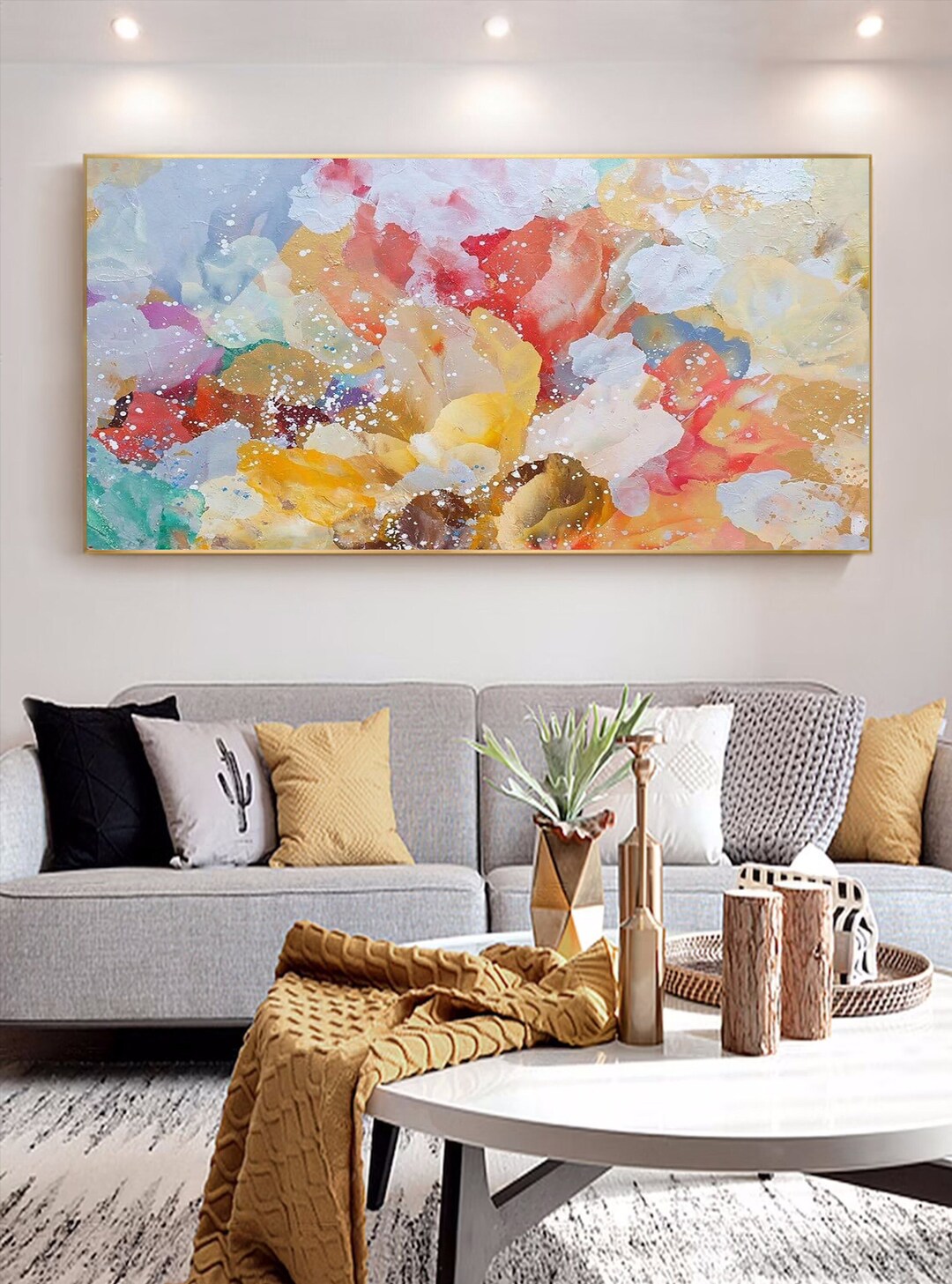 Abstract Flower Oil Painting on Canvas Original Floral Painting Large ...