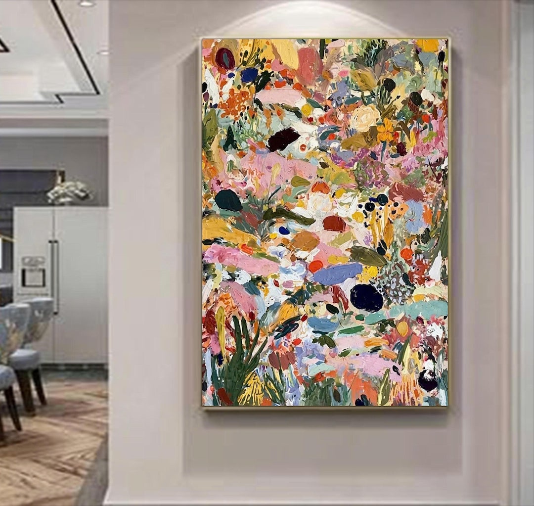 Abstract Colorful Floral Oil Painting on Canvas Handmade Original ...