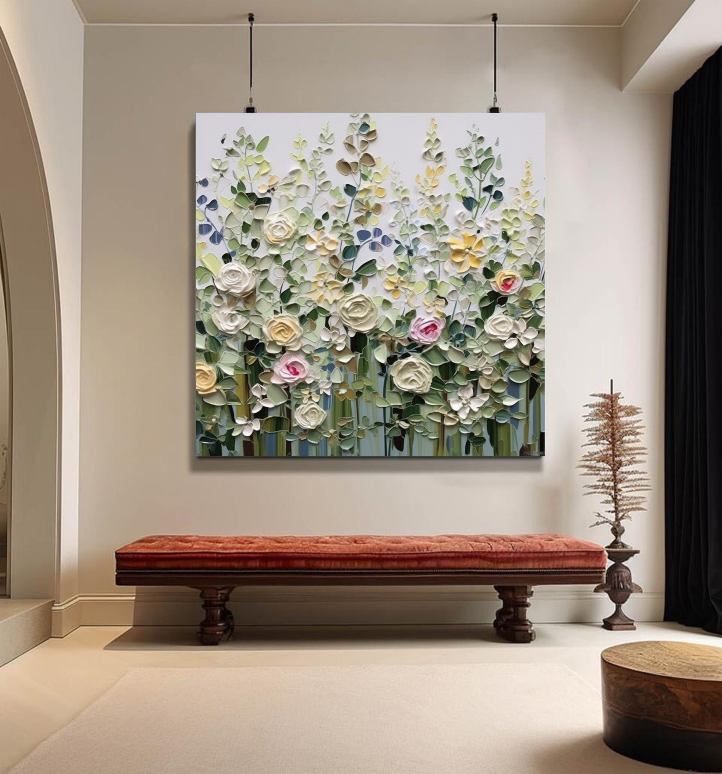 Abstract Flower Oil Painting on Canvas Original Floral Minimalist Art ...
