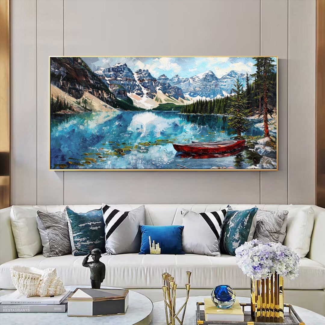 Large Original Oil Painting on Canvas Louise Lake Abstract Landscape ...