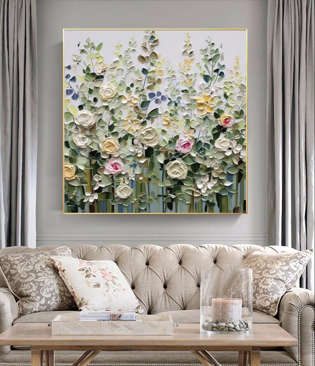 Abstract Flower Oil Painting on Canvas Original Floral Minimalist Art ...