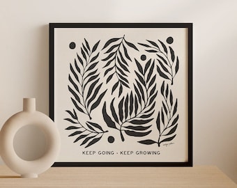 Growth Art Print | Quote Eclectic Wall Decor Art Poster Modern Gift Trendy Retro | Leaves Plants Foliage Boho Aesthetic Minimal | UNFRAMED