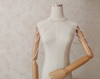 Exclusive Unique pearl bra body chain pearl vest, Designed Pearl Body Suit pearl necklace suit body jewelry Women's gift For her