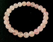 Pink Natural Rose Quartz Gemstone - Smooth Balls Stretchable Bracelet Natural Gemstone Bracelet