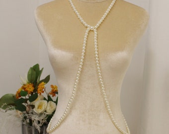Exclusive Pearl Jewellery Unique pearl bra body chain pearl vest, Designed Pearl Body Suit pearl necklace suit body jewelry  gift For her