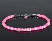 AAA Quality Pink Ethiopian Opal Bracelet Stunning Beaded Sterling 925Silver Bracelet October Birthstones Bracelet Gift for Her Bracelet