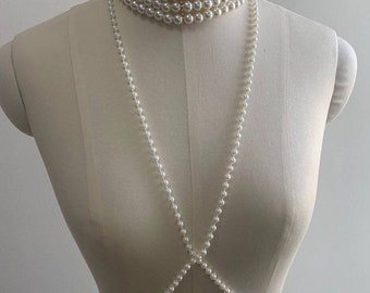 Unique pearl bra body chain pearl vest, Designed Pearl Body Suit   pearl necklace suit body jewelry FREE SHIPPING