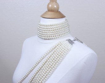 Exclusive Pearl Jewellery Unique pearl bra body chain pearl vest, Designed Pearl Body Suit pearl necklace suit body jewelry  gift For her