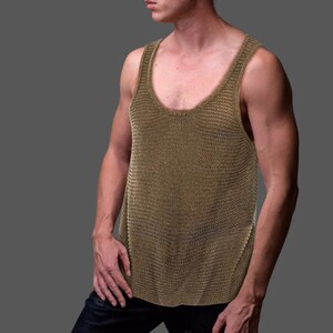 Tank Top Men's , Solid Color Knit Sweater , summer men tank top , mesh shirt , summer beach shirt