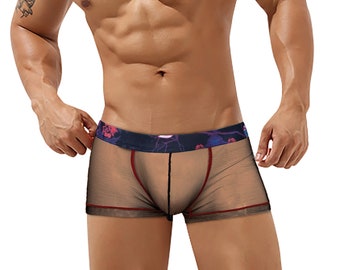 mens transparent, mesh male , boxer short , gay underwear