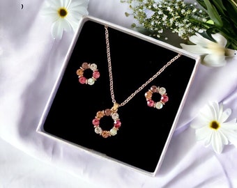 Whimsical Garden Series: Multicolour Jewellery Set, Necklace and Earrings Set, Matching Jewellery Sets, Pretty Jewellery Gift for Her