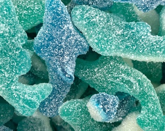 Sour Blue Gummy Sharks- Gummy Candy, UK Candy, Gift Box, Sweet Treat, Birthday Gift, Father's Day, Grad Gift, Graduation