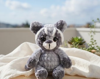 Raccoon Crochet Pattern PDF  Amigurumi Woodland Animal Plush  DIY Raccoon Toy Beginner Friendly Tutorial English