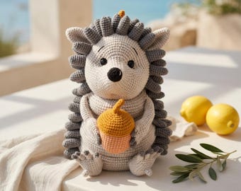 Crochet Hedgehog Plush, Amigurumi Hedgehog Toy, Handmade Woodland Animal, Nursery Decor, Soft Stuffed Baby Gift