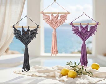 Boho Fiber Art Decor, Handmade Knot Wall Hanging, Neutral Modern Macrame Tapestry, Minimalist Home , Gift