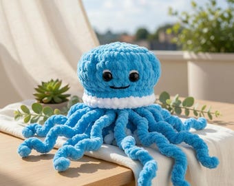 No Sew Jellyfish Crochet Pattern PDF  Amigurumi Ocean Plush Toy  Sea Animal Beginner Friendly Tutorial English