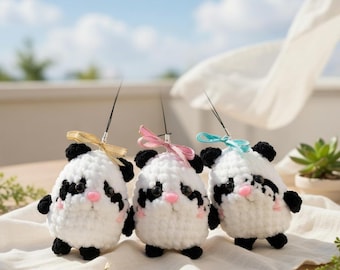 No Sew Panda Keychain Crochet Pattern PDF  Amigurumi Mini Panda Plush Beginner Friendly Tutorial English