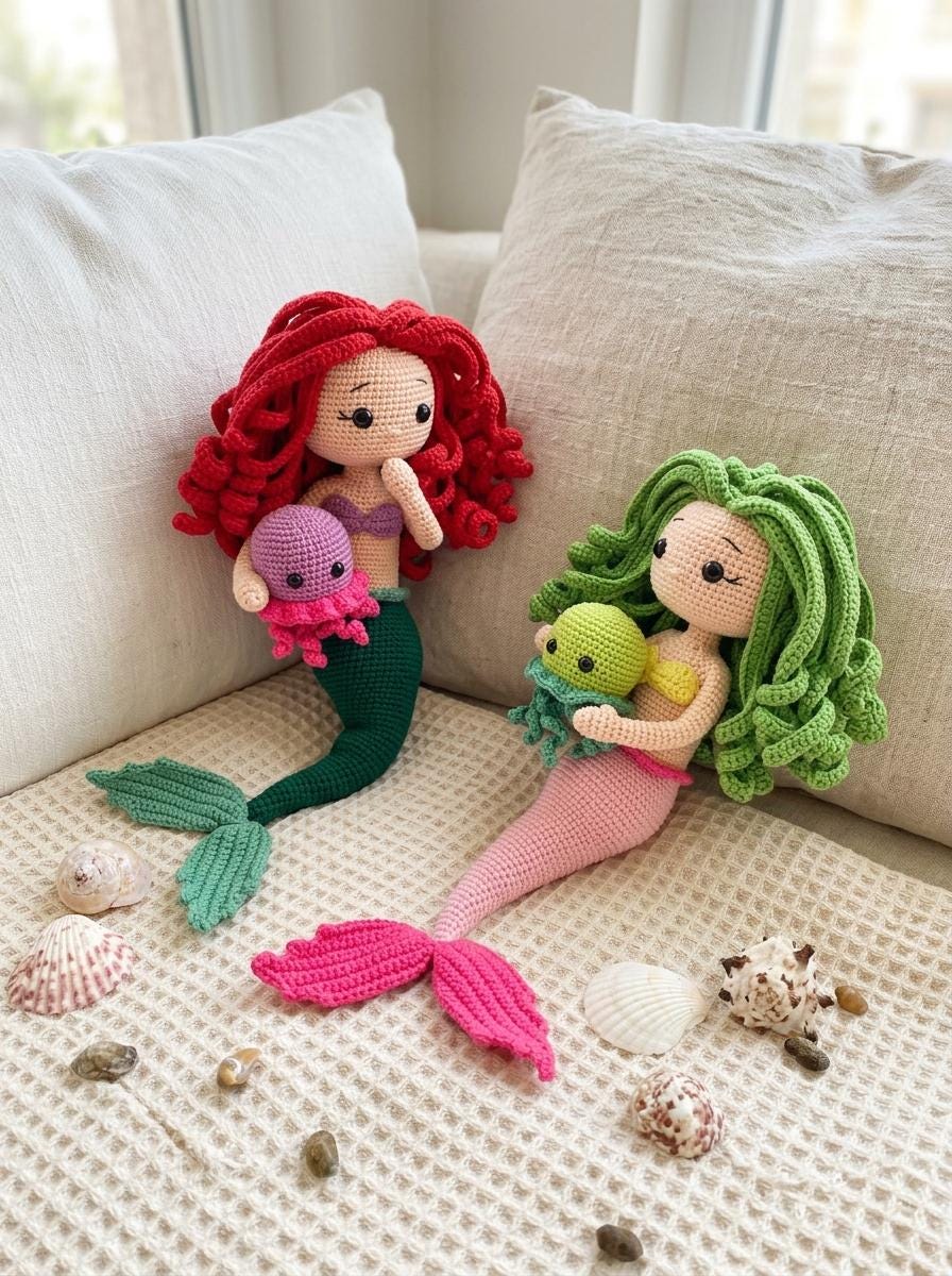 39 Mermaid Crochet Patterns: Amigurumi Dolls, Pocket Mermaids, and Creative Sea-Inspired... 36 Mermaid Amigurumi Mermaid Tutorial