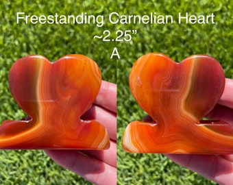 You Choose! Freestanding Agate Carnelian Druzy Heart Carving US Seller