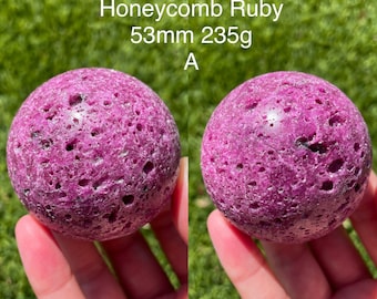 Honeycomb Ruby Corundum Sphere Ball Orb to Choose From UV Reactive US Seller