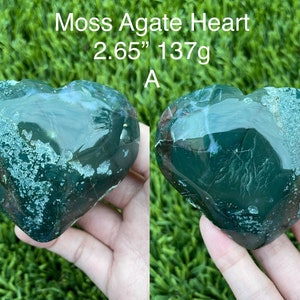 You Choose Green Moss Agate Heart Moon Carving Crystal US Seller